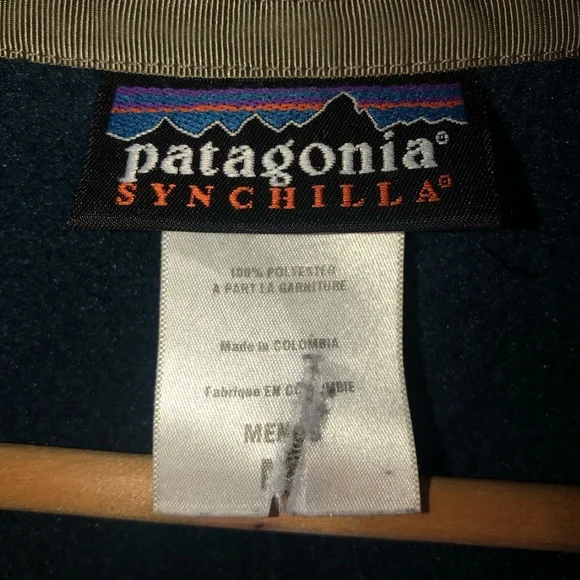 Patagonia Men’s Synchilla Full Zip Fleece Jacket size Lg Navy pockets #25395 - Picture 7 of 14
